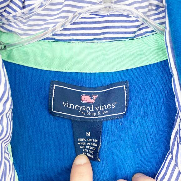 Vineyard Vines Blue Green Quarter Zip Sweater Sz M - Picture 2 of 6